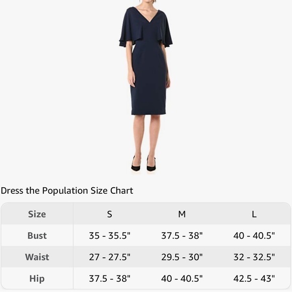 Dress The Population Navy Louisa Flutter Sleeve Sheath Dress Small (Best Fits XS - Picture 4 of 9